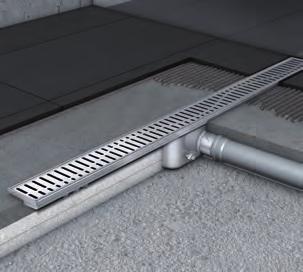 ACO ShowerDrain C The linear solution without flange Article description drainage channel DN 50 for the shower area, suitable for all push-fit pipe socket systems installation height: 92 mm (50 mm