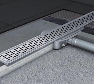 ACO ShowerDrain F The linear solution without flange Article description two part shower channel system, gully body can be installed separately from channel stainless steel channel, gully and grating