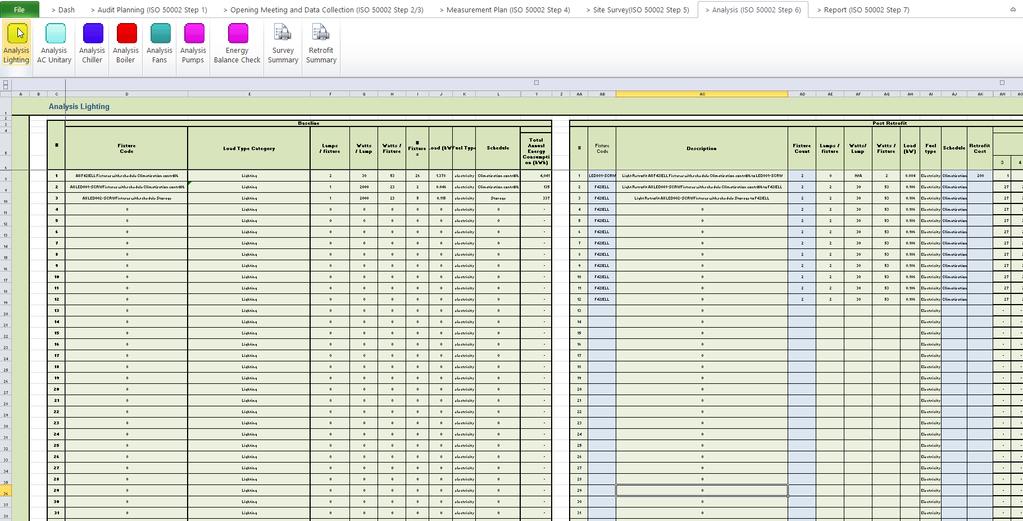 ANALYSIS SCREENS The site survey data automatically populates the survey