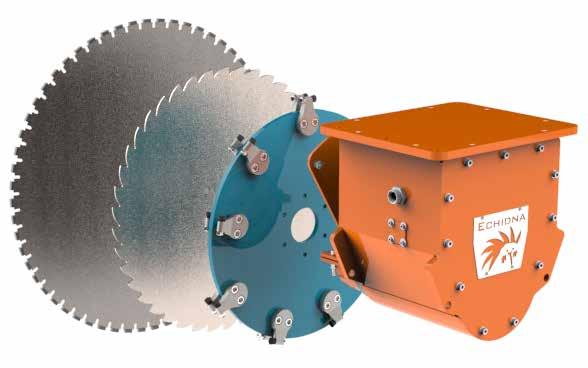 The bearing hub is robust enough to support multiple blades, with spacers, for slab and trench cutting.