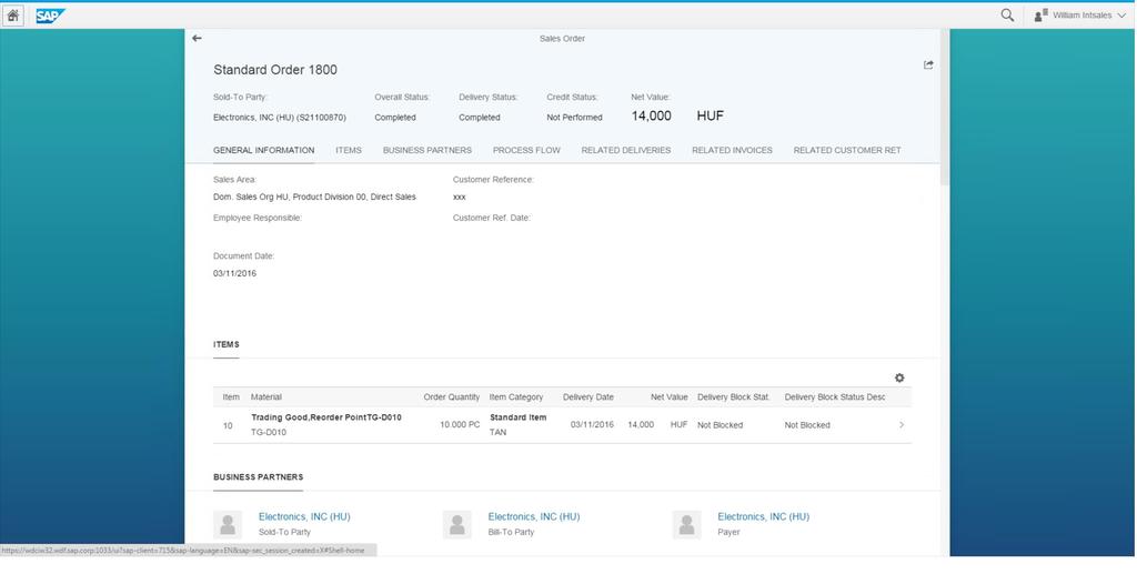 SAP S/4HANA Enterprise Management Cloud Sales Order Fiori App part of Sell from stock