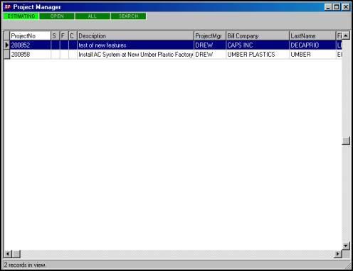 PROJECT MANAGER The PROJECT MANAGER is the main screen that you will use to access projects that have been created through SuccessWare21.