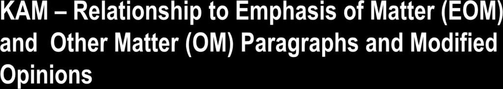 Concepts of EOM and OM paragraphs are retained EOM and OM paragraphs cannot be used as a substitute for communicating a matter determined to be a KAM New requirement to use the term Emphasis of