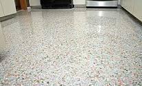 often referred to as grout. Like most porous surfaces, terrazzo floors must be sealed for durability. Terrazzo is used in foyers, cloakrooms and kitchens.