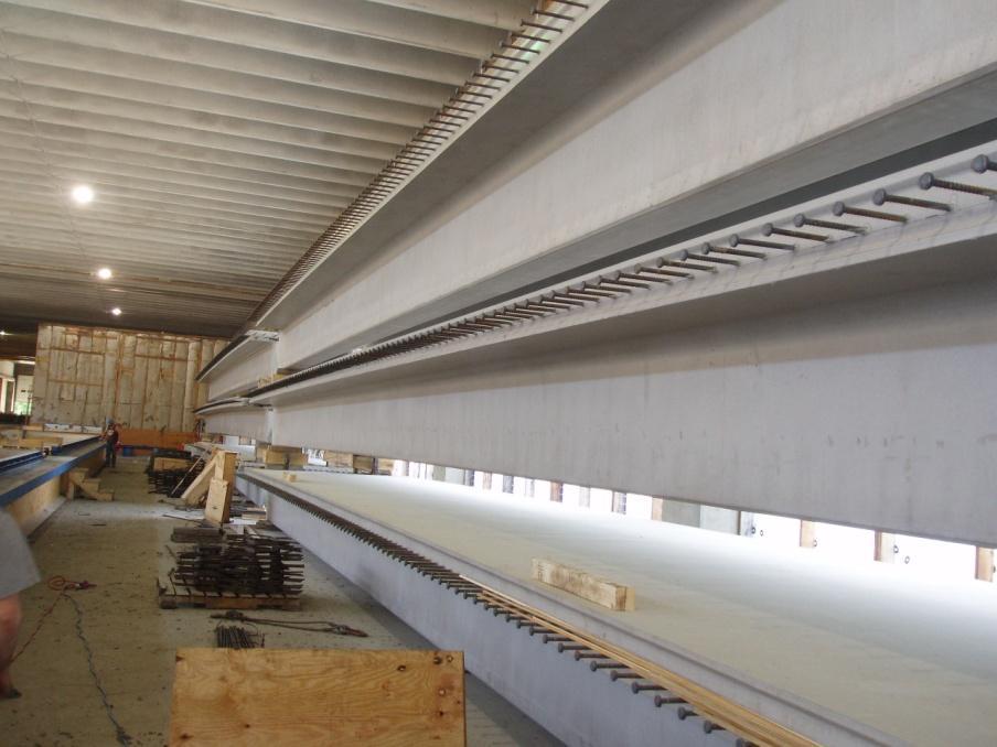 25 NEXT beams stored at precaster In accordance with the owner s policy, the use of black rebar was specified, with the exception of MMFX corrosion