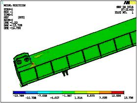 Maximum VonMises of 54 Mpa is observed on the top support of the lifting beam as shown in the below figure.