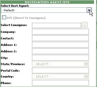 Destination Agent / DTC (Exhibit 2-17) DESTINATION AGENT: Select the foreign partner the MAWB will be consigned NOTE: Partners are listed in alphabetical order and not agent ranking.