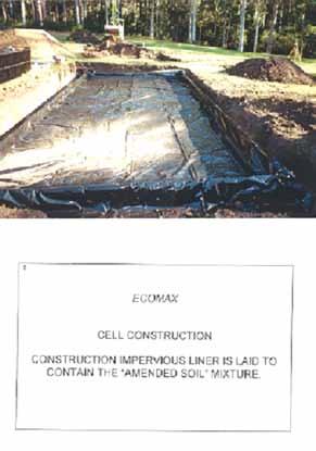 Step 3 Construction Erect the cell boundary framework. Line the base of the mound with construction membrane to protect from root incursion or rocks, as shown in Figure 8.4.