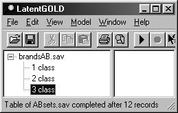 lgf Click the Open button The program retrieves the setups for the models named 1 class, 2 class and 3 class.