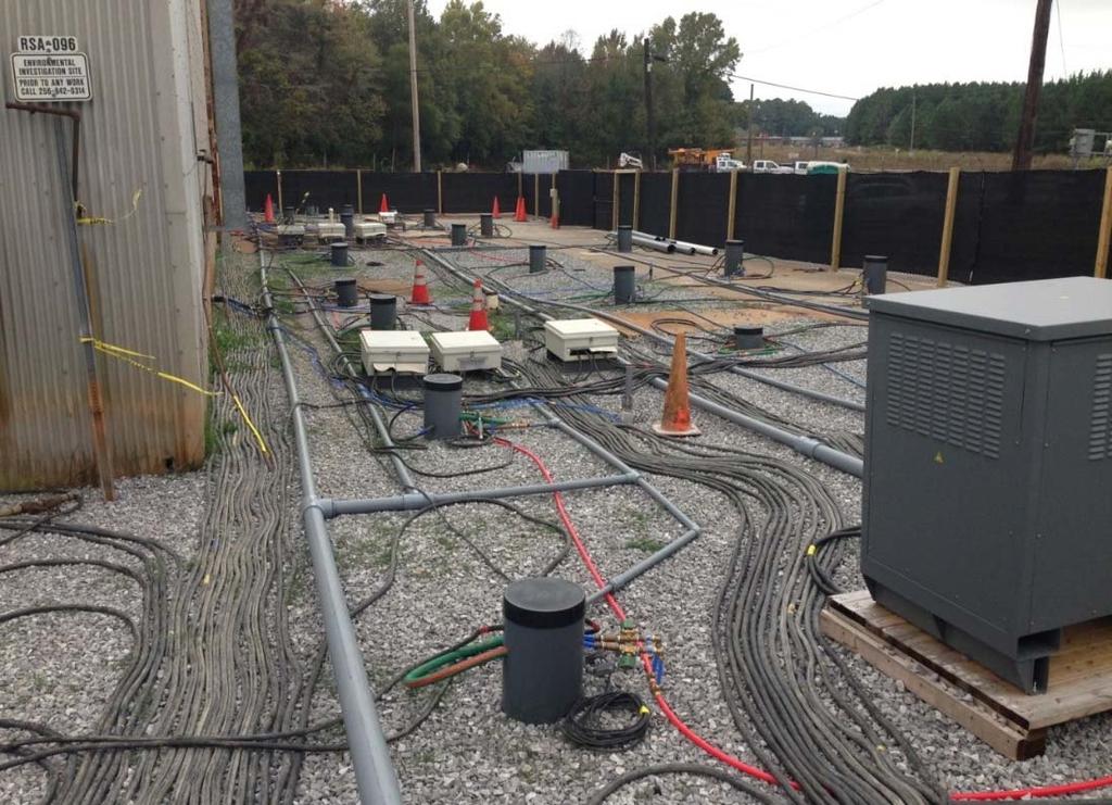 A total of 4 electrodes with colocated vapor recovery wells were installed.