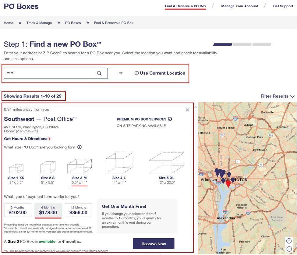 Searching for an available PO Box online Enter your desired location information to search for available PO Boxes. View results of all Post Office locations that meet your search criteria.