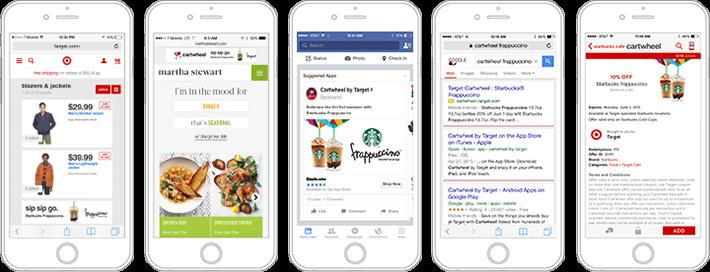 com mweb, Bullseye Marketplace in-app and mweb, Facebook mobile and search.