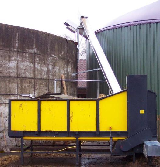 conveyor system for the solids Rather used in agricultural AD plants Typical