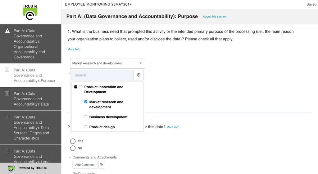 Automating the IAF-TRUSTe DPIA Privacy Insight