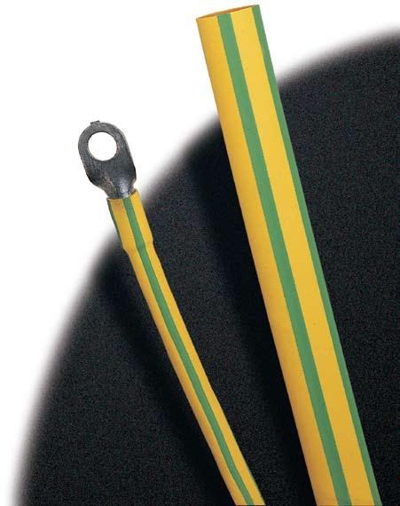 CPX 201 3:1 Shrink Ratio In s u l at e Se a l Pr o t e c t Thin Wall Cross -linked Polyolefin Yellow and green striped heat shrink tubing that is flexible and flame retardant Features and Benefits