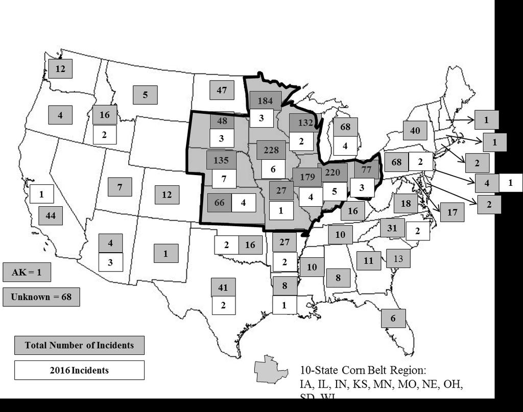 In 2016, the states with the most documented confined space cases of all types, including fatal and non-fatal, were Nebraska (7), Iowa (6) and Indiana (4).