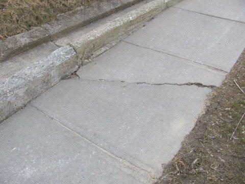 Significant sidewalk crack near