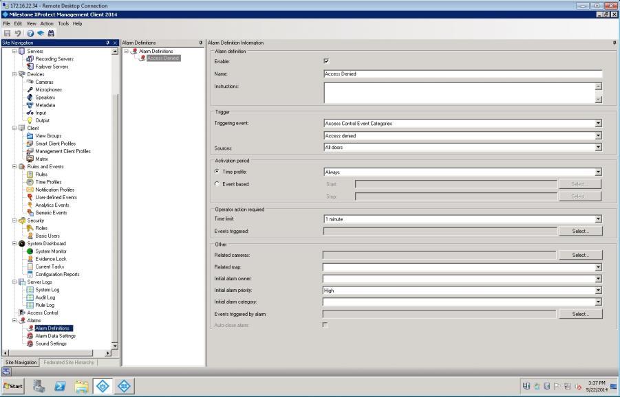 XProtect Management Client and through Alarm Definitions. The Event Server receives and processes these transmissions.