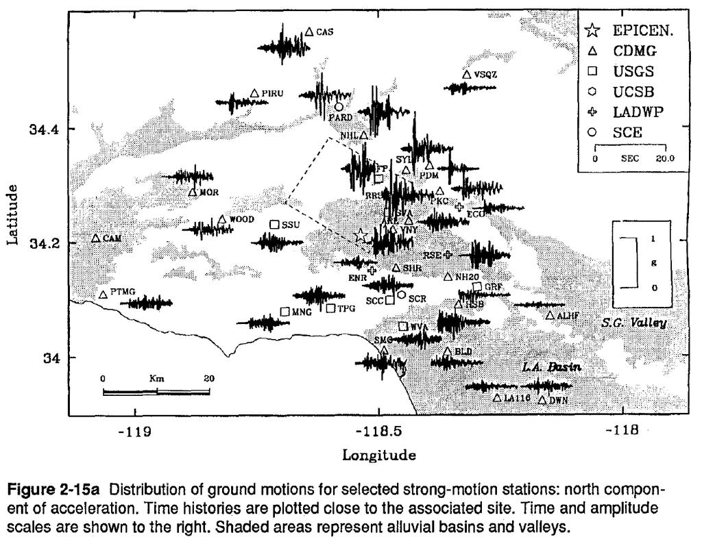 Example Distribution of Ground Motion Records 1994 Northridge Earthquake (Shakal et al.