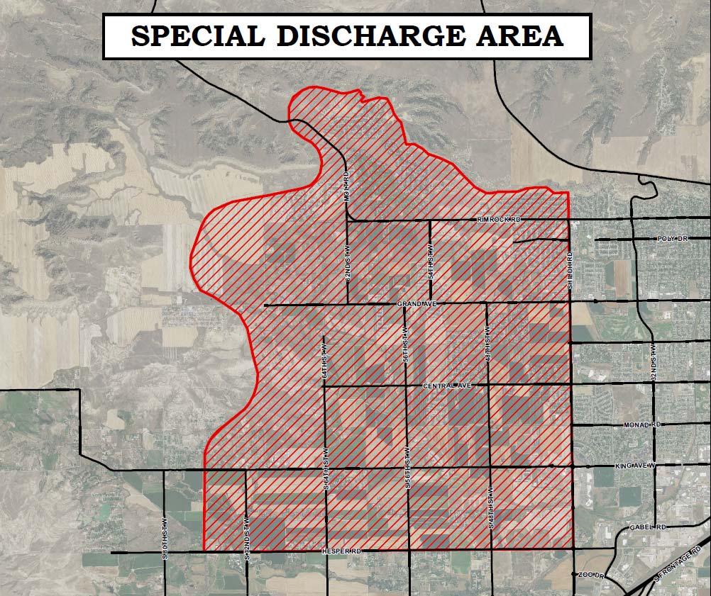 The map below identifies the City s West Billings Special Discharge Area, which identifies that the allowable stormwater discharge rate within this area from all types of development and for all