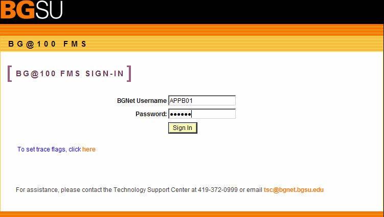 Signing in to PeopleSoft Financial Management Solutions (FMS) Use the following steps to sign in to PeopleSoft FMS. 1. Open a web browser. 2. Enter fms.bgsu.
