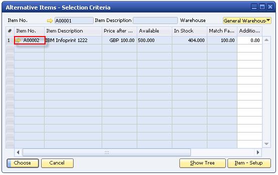In the previous screenshot, the customer ordered 500 units of Item A00001; however, only 400 units are available.