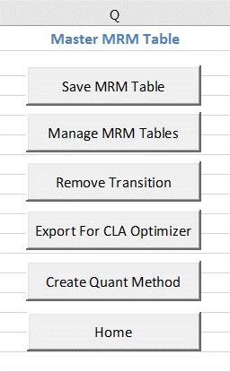 Once the MRM Table was completed, the Export for CLA Optimizer option was selected, and the CLA program