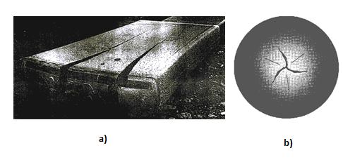 Figure 2. a) Hot tearing in aluminum ingot b) Hot tearing in extrusion billet [3] Moreover, hot tearing exists in the other metal forming processes such as high pressure die casting and welding.