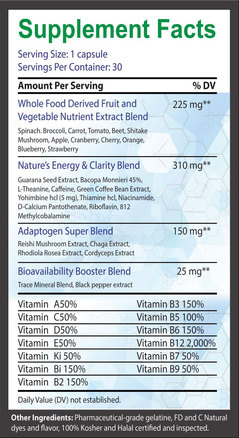 Whole Food Nutrient Blend B-Epic: Ingredients Our Whole Food Nutrition Blend is made from real fruits and vegetables with known health-supporting, nutrition-rich properties: Spinach, broccoli,