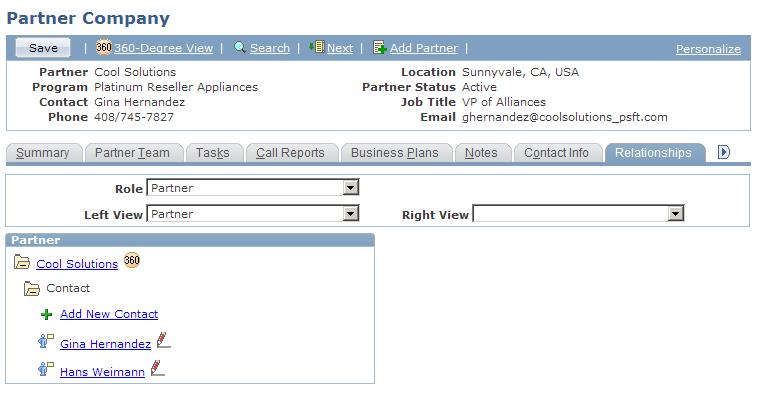 Creating and Maintaining Partner Profiles Chapter 5 Partner Company - Relationships page See Also PeopleSoft CRM 9.