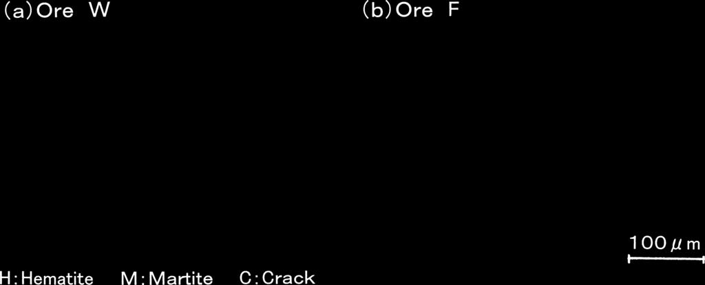 Fig. 7. Microstructure of the Ore W and Ore E after heating up to 1 200 C. Fig. 8. Morphology and chemical composition of gangue minerals of Ore W. found.