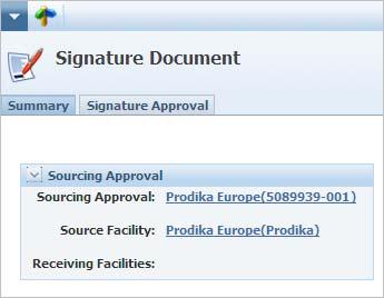 Workflows and Sourcing Approvals Working with a Signature Document When you select a signature document as an action item or through an email link, the signature document page displays, as shown in