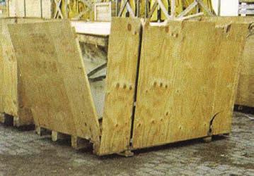 However, top stowage on a bulk carrier is far more limited, particularly when there are many loading or discharge ports. Figure 53.4: Wooden cases that lack structural rigidity.