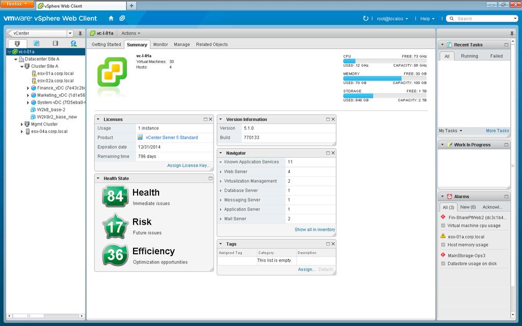 vsphere Web Client with vcenter Operations Summary Tab