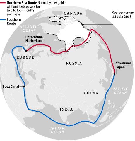 Figure 3: Scheme of the Northern Sea Route 4.2 Perspectives of Northern Sea Route Interest to the Northern Sea Route is determined by two major factors.