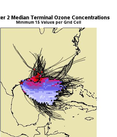 Concentrations Min 15 Values per Cell Median observed ozone