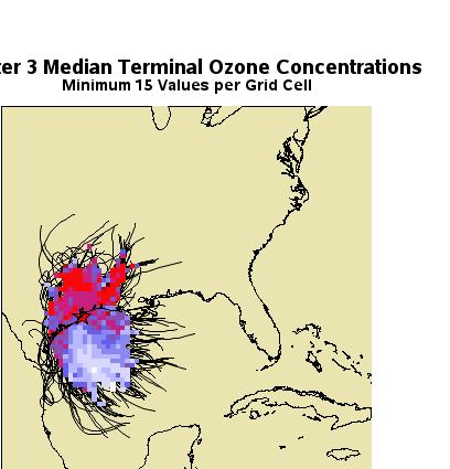 Cluster 4 Median Terminal Ozone Concentrations Min 15