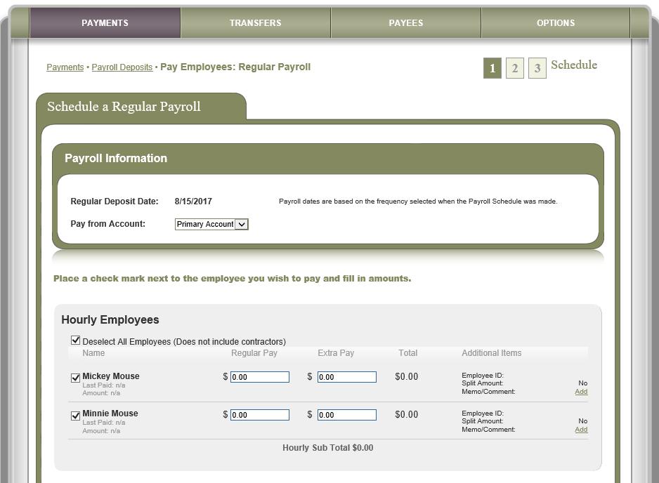 When scheduling each payroll, you ll choose which employees are to be paid and enter the net pay