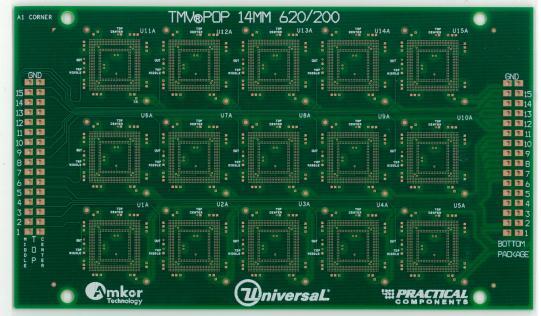 Figure 3. Unassembled test board. Seven dip materials were acquired and investigated for dip performance and assembly yields.