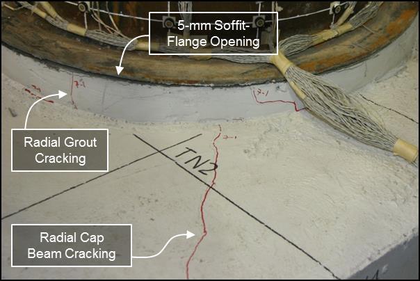 5.5.2 Low Drift Cycles (0.0% - 2.0% Drift) There was no cracking observed in the cap beam or grout region until the second set of loading. At.