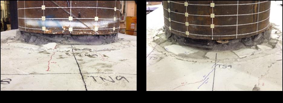 60: WRC Reinforcing bar fractures (a) North, and (b) South After the last cycle was complete, the spalled grout pieces were removed from the