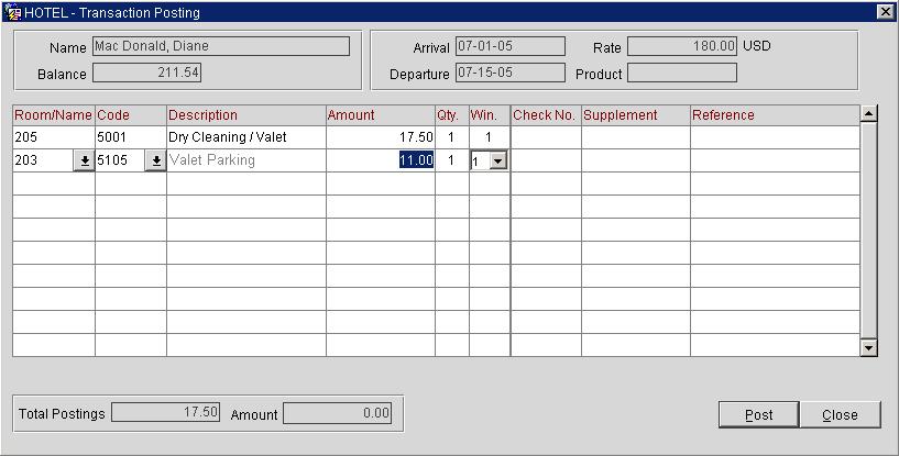 Chapter 4 Cashiering Rm/Name: The fli can be lcated by typing the guest s rm number in the Rm/Name field.