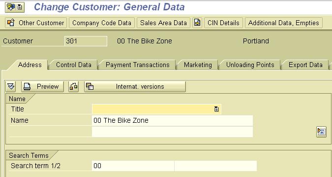 Customer Master Data The