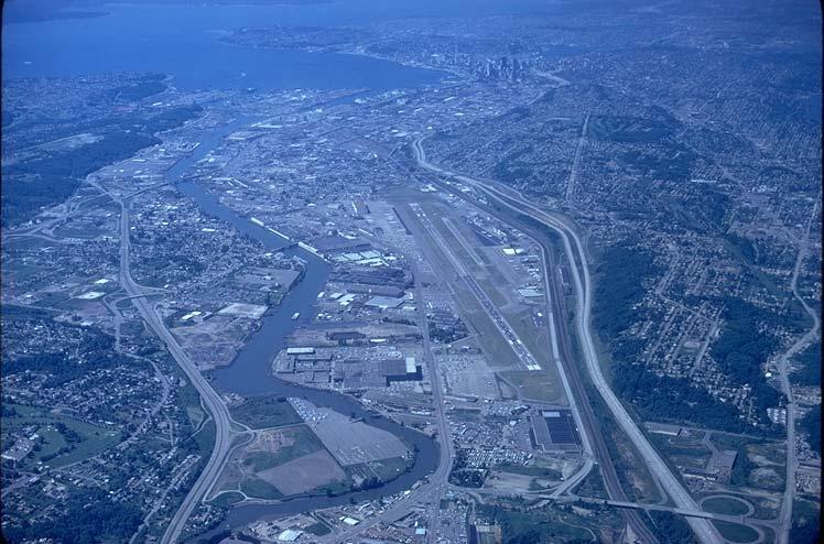 Figure 9: View to northwest illustrating the Duwamish Waterway, foreground, and south Elliott Bay, upper center photograph This is the present environmental context for the Port s long-range marine
