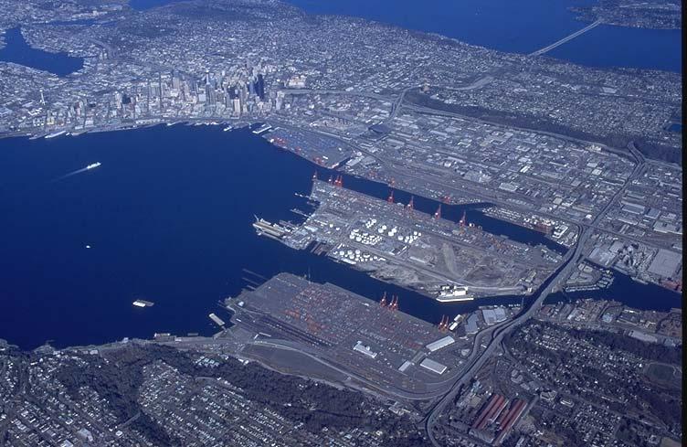 Figure 1: South Elliott Bay, view toward northeast, with Seattle urban center in middle background