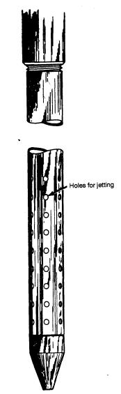 Figure 9-3. Jet-Drive Point For depths of 100 ft or less, one man operating a rig jet drives about 28 ft per day in frozen ground. If the ground is thawing, the footage per day is reduced.