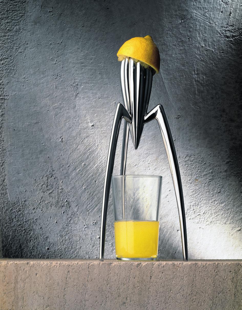 11 20. Figure 7 shows the Alessi Juicy Salif lemon squeezer designed in 1988 by Philippe Starck. It is made of PTFE-treated pressure-cast aluminium and polyamide.