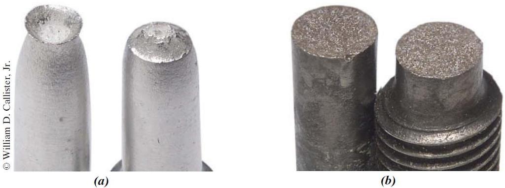 Figure 6.3: (a) Cup-and-cone fracture in aluminium. (b) Brittle fracture in mild steel.