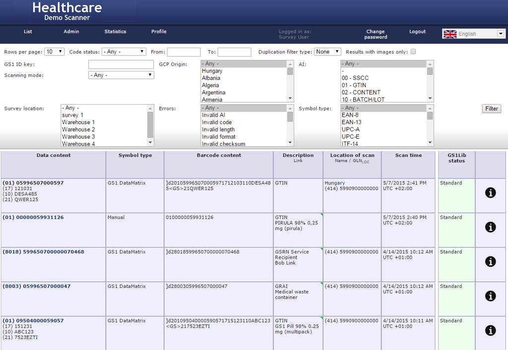4.1.1. Figure Website, List view The upper part of the page contains filter options.