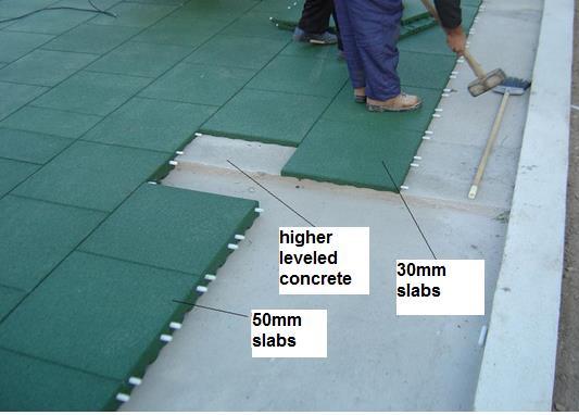 Combination different thicknesses of slabs in one area Bonded subbase All slabs in the thickness range of 40mm until 80mm are combinable one below the other because the connector pins are in the same
